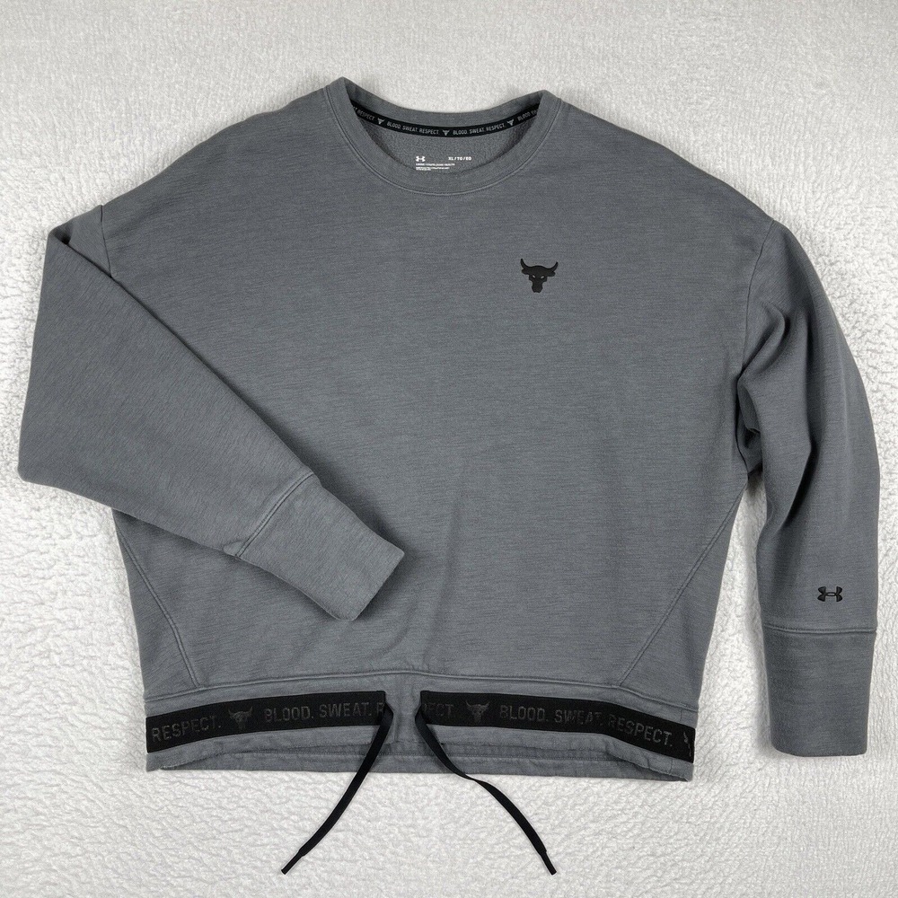 Under Armour Sweatshirt Womens XL Loose Gray Project Rock BSR Gym Workout Casual